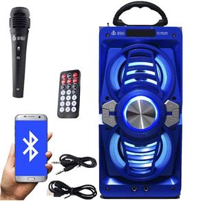 Caixa Som Portátil Bluetooth Mp3 Fm Usb Sd Aux Microfone Bateria 12W Rms Infokit Azul VC-M873BT