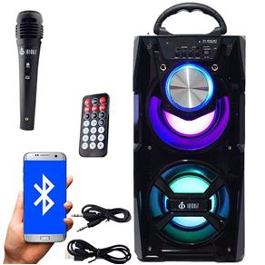 Caixa Som Portátil Bluetooth Mp3 Fm Usb Sd Aux Microfone Bateria 12W Rms Infokit Preta VC-M867BT
