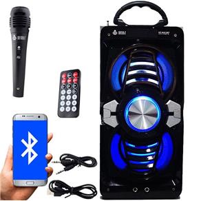 Caixa Som Portátil Bluetooth Mp3 Fm Usb Sd Aux Microfone Bateria 12W Rms Infokit Preta VC-M873BT