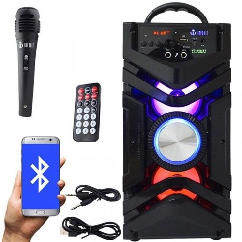 Caixa Som Portátil Bluetooth Mp3 Fm Usb Sd Aux Microfone Bateria 12W Rms Infokit