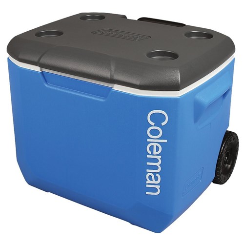 Caixa Térmica com Termômetro e Rodas 60 Qt Azul 56,7 Litros - Coleman