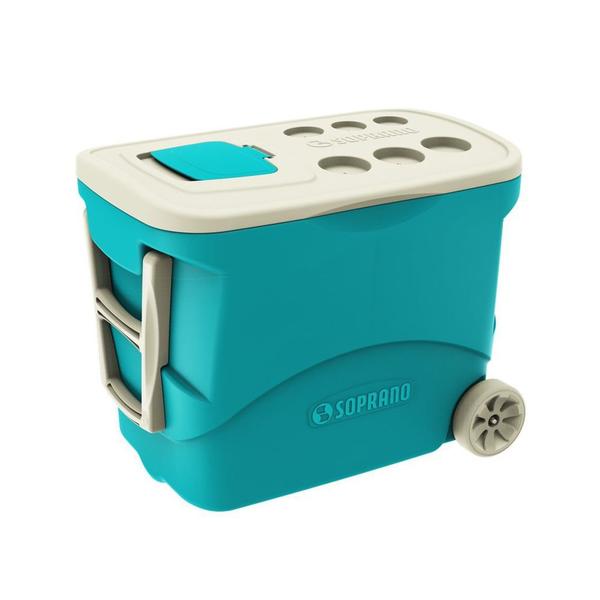 Caixa Térmica Cooler 50 Litros com Rodas Azul Soprano