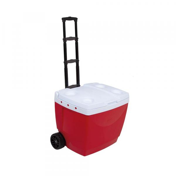 Caixa Térmica Cooler com Rodinhas e Puxador Vermelha 42L Mor