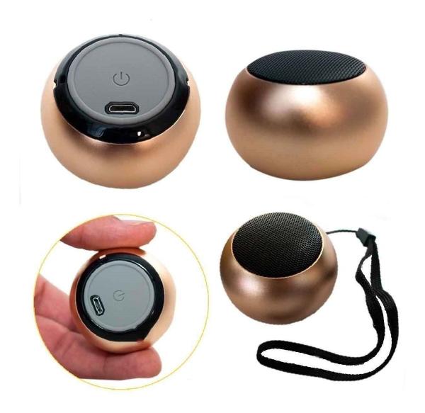 Caixinha de Som Bluetooth Tws Mini Speaker Dourado