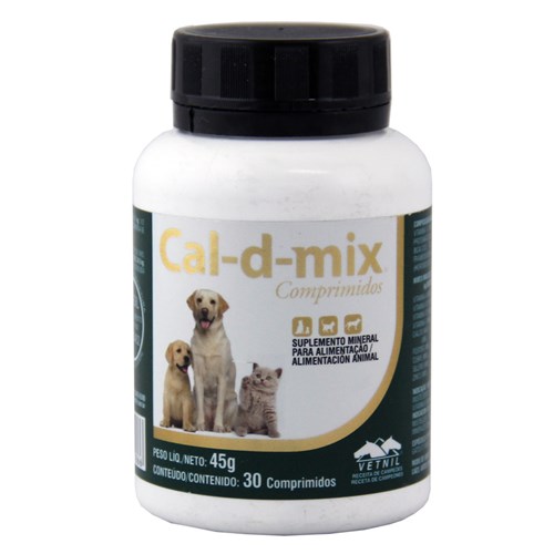 Cal-d-mix 30 Comprimidos Vetnil Suplemento Cálcio Cães e Gatos