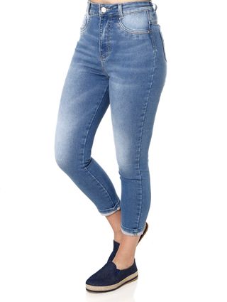 Calça Cropped Jeans Feminina Sawary Azul