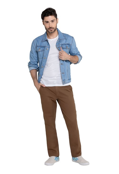 Calça em Sarja Bolso-Faca Latifundio Jeans - Capuccino
