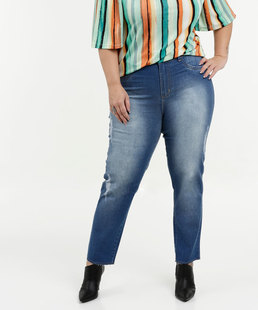 Calça Feminina Jeans Skinny Puídos Plus Size Marisa