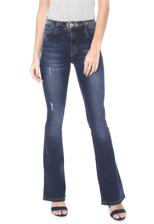 Calça Jeans Biotipo Flare Pespontos Azul