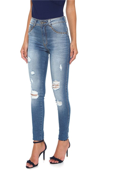 Calça Jeans Biotipo Skinny Destroyed Azul