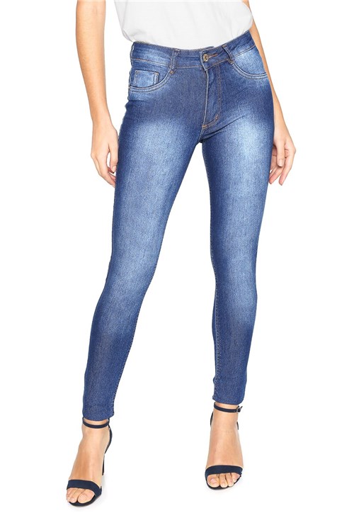 Calça Jeans Reta Cintura Alta com Fivela e Rebites - Damyller - O
