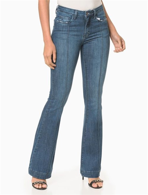 Calça Jeans com Nervura Flare - Azul Claro - 36
