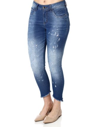 Calça Jeans Cropped Feminina Über Azul
