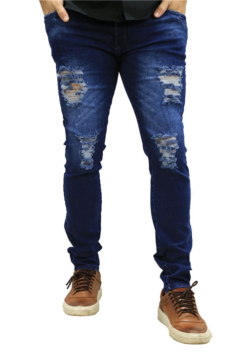CalÃ§a Jeans Elite Lux Skinny Azul Rasgado - Azul - Masculino - Dafiti