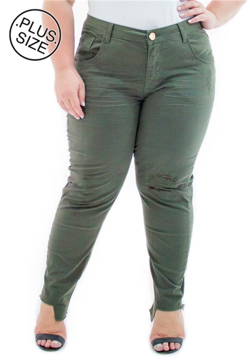 Tudo sobre 'Calça Jeans Feminina Cropped Barra Assimétrica Plus Size'