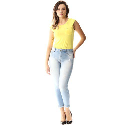 Tudo sobre 'Calça Jeans Feminina Cropped Barra Dobrada - Sawary'