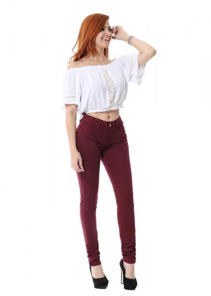 Calça Jeans Feminina Legging Vinho - 249501 - Sawary