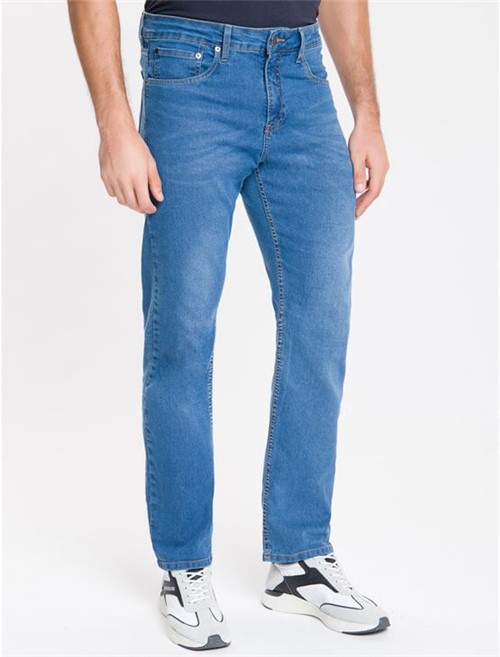Calça Jeans Five Pockets Straight - Azul Médio - 40