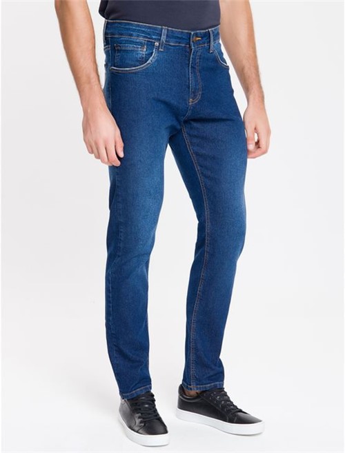 Calça Jeans Five Pockets Straight - Azul Médio - 38