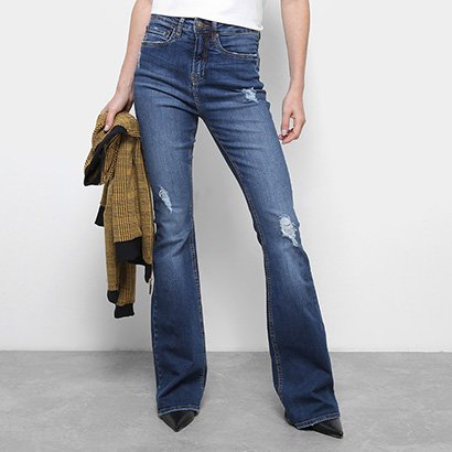 Calça Jeans Flare Calvin Klein Five Pockets Cintura Média Feminina
