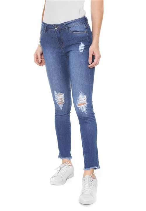 Calça Jeans Hering Skinny Desgastes Azul