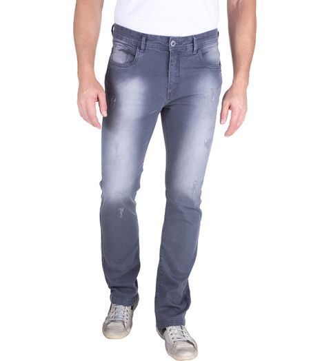 Calça Jeans Masculina Cinza Lisa - 40