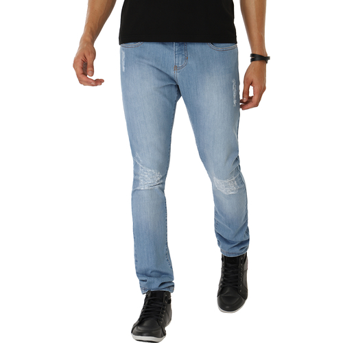 Calça Jeans Masculina Skinny Puídos Nos Joelhos F+