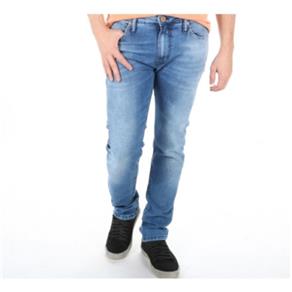 Calça Jeans Masculina Slim Alex com Detalhe Puído na Barra - AZUL PETRÓLEO - 38