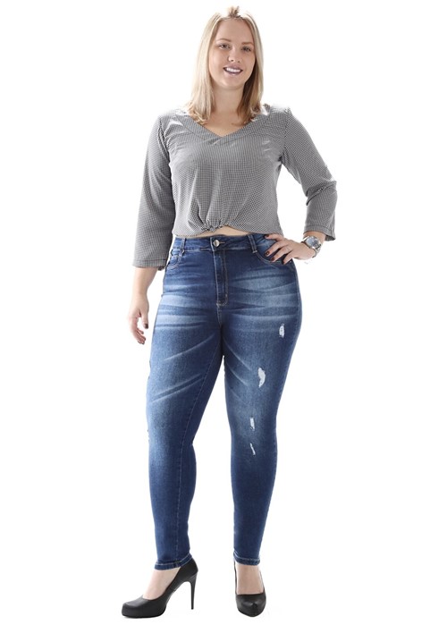 Calça Jeans Sawary Cigarrete Plus Size Azul