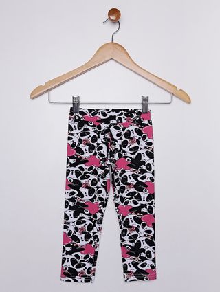 Calça Legging Infantil para Menina - Branco/preto/rosa