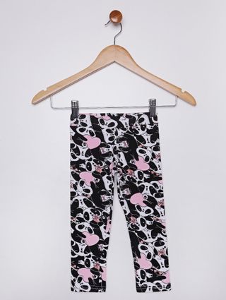 Calça Legging Infantil para Menina - Preto/branco/rosa