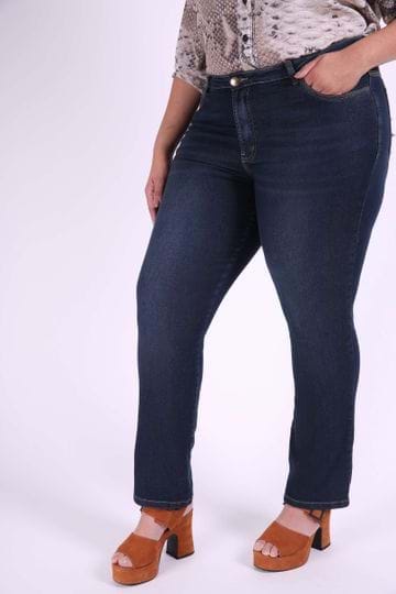 Calça Jeans Reta Feminina Plus Size 46