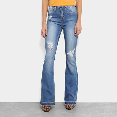 Calças Jeans Flare Calvin Klein Five Pockets Mid Rise Cintura Média Feminina