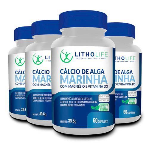 Tudo sobre 'Cálcio de Alga Marinha com Magnésio e Vitamina D3 - 4 Unidades'