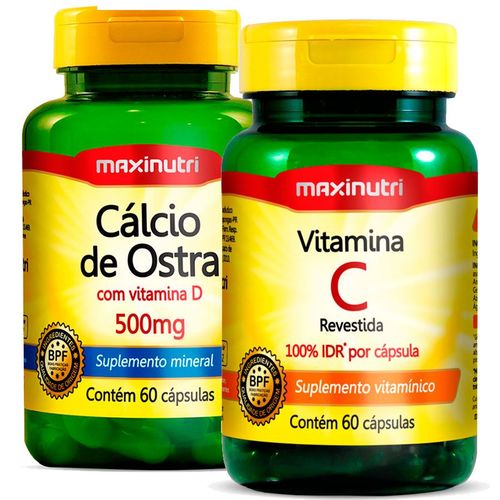 Cálcio de Ostra + Vitamina C 2x60 Cápsulas Maxinutri