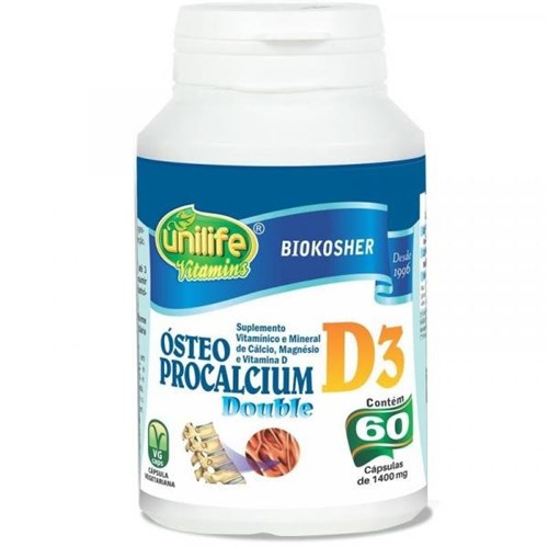 Cálcio, Magnésio e Vitamina D3 1400mg Ósteo Procalcium 60 Cápsulas Unilife