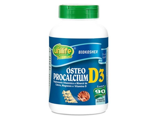 Cálcio, Magnésio e Vitamina D3 1400Mg Ósteo Procalcium 60 Cápsulas Unilife