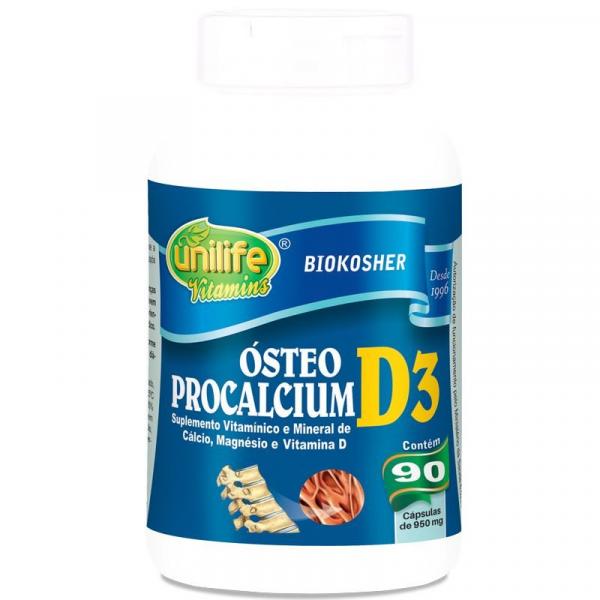 Cálcio, Magnésio e Vitamina D3 950mg Ósteo Procalcium 90 Cápsulas Unilife