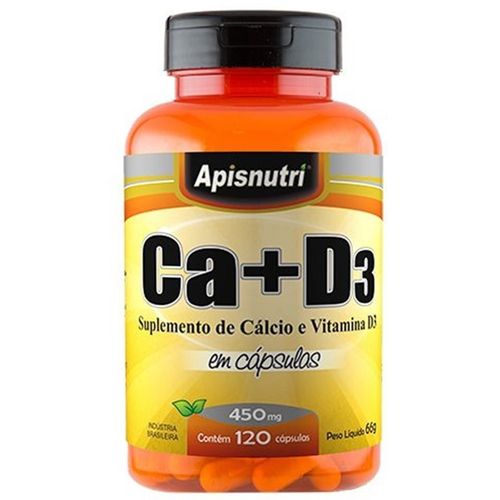 Calcio + Vitamina D3 450mg 120 Caps Apisnutri
