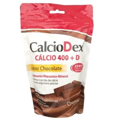 CalcioDex Cálcio 400 + D Sabor Chocolate com 60 Tabletes Mastigáveis