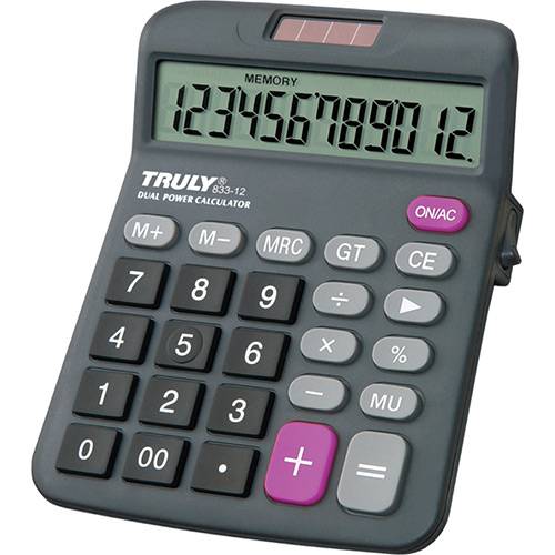 Tamanhos, Medidas e Dimensões do produto Calculadora Básica 833-12 Truly - Cinza