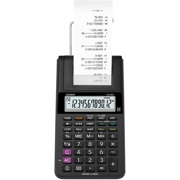 Calculadora C/ Bobina - 12 Dígitos - HR-8RC-BK - Casio