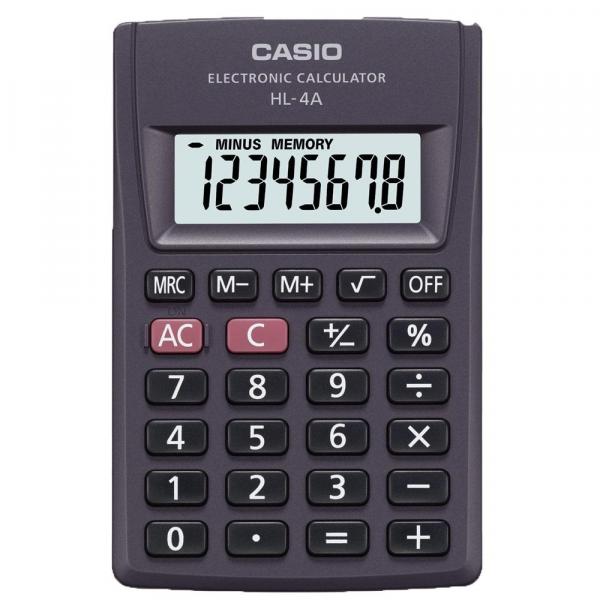 Calculadora Casio Básica Ultraportátil 8 Dígitos HL-4A - Preta