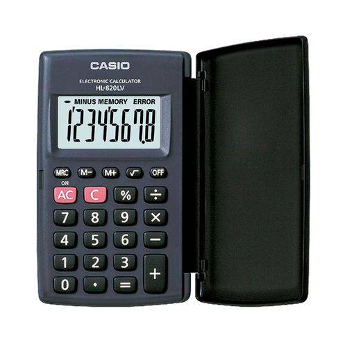 Calculadora Casio Bolso Visor XL 8 Dígitos HL-820LV-BK
