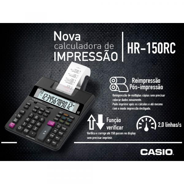 Calculadora Casio C/ Impressora, 12 Dígitos HR-150RC