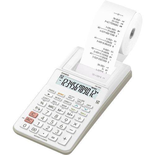 Calculadora Casio Hr-8RC 12 Dígitos à Pilha com Impressora Bobina Impressão e Reimpressão 2ª Via