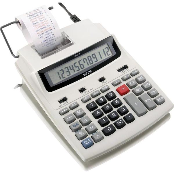 Calculadora com Bobina 12 Digitos Impressão Bicolor e Display Lcd - Mr-6125 - Elgin (branca)