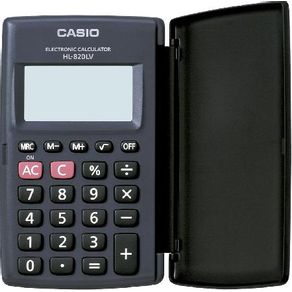 Calculadora de Bolso 8 Dígitos Hl-820Lv-Bk-S4-Dp Preta, com Tampa Abre e Fecha