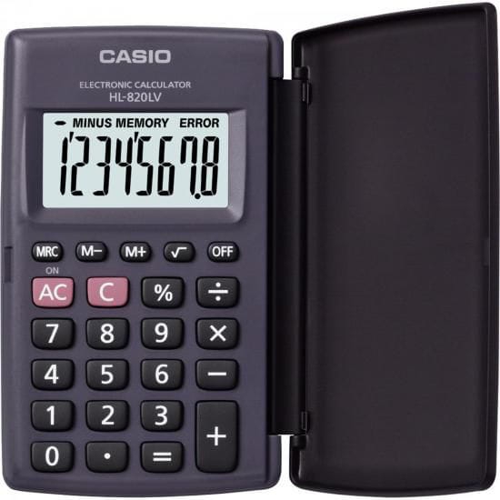 Calculadora de Bolso HL820LV 8 Dígitos com Tampa Preta CASIO