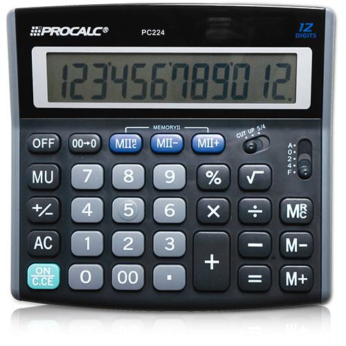 Calculadora de Mesa 12 Dig. Procalc C/ Dupla Memoria